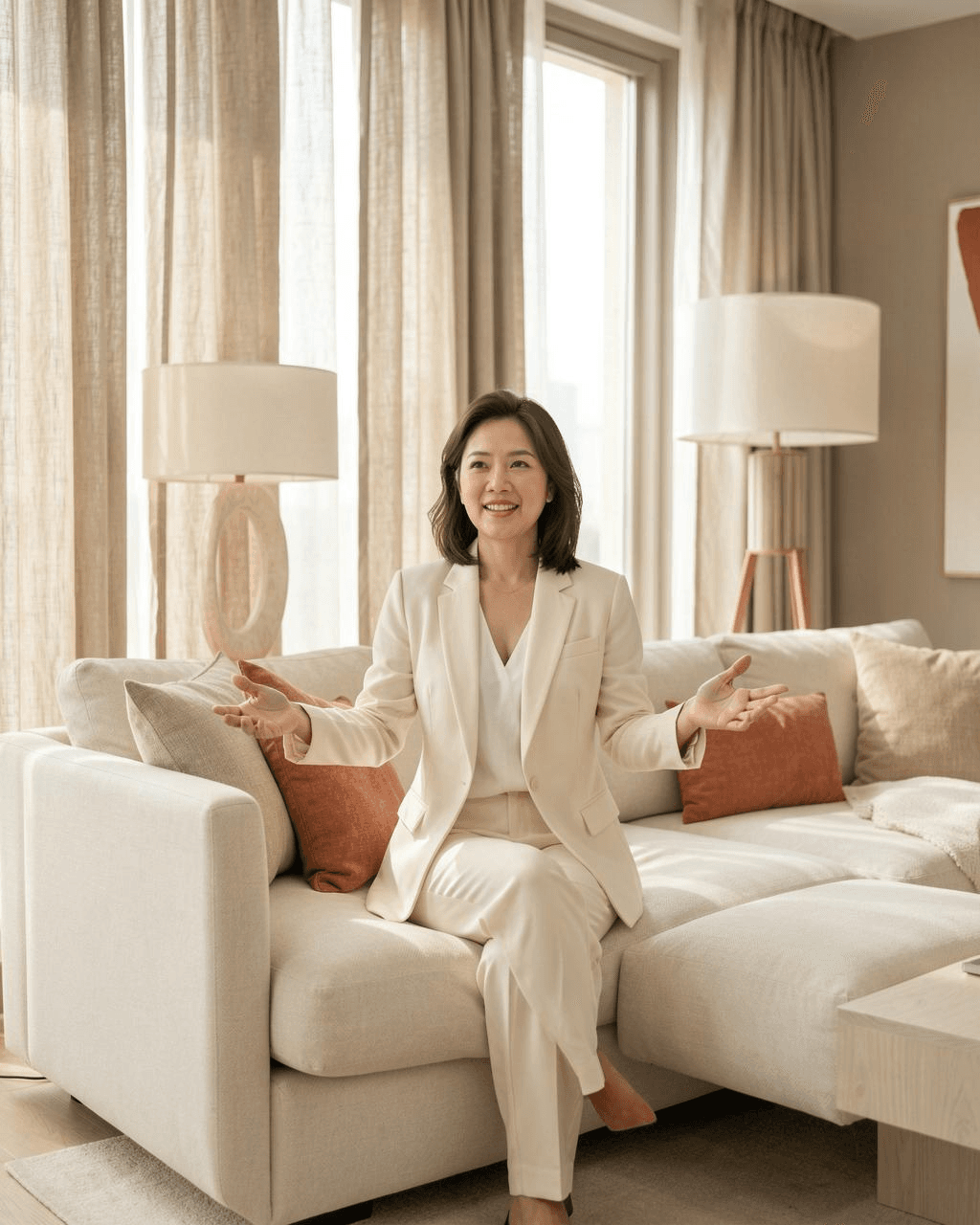 Agent in a staged luxury living room